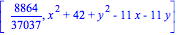 [8864/37037, x^2+42+y^2-11*x-11*y]